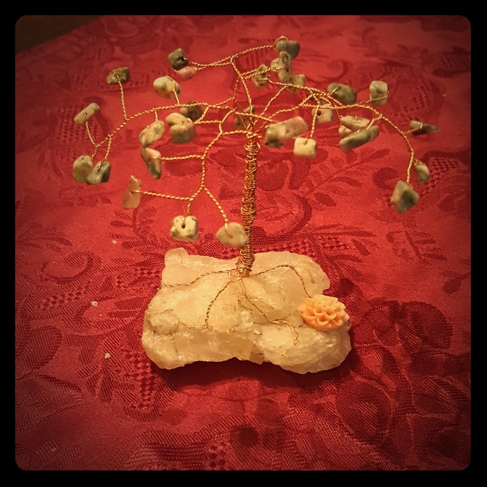 Unikite on Rose Quartz Gemstone Tree